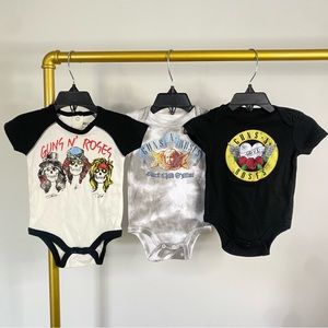 Imagikids Guns N’ Roses 3 piece bodysuits onesie set new 3-6 months